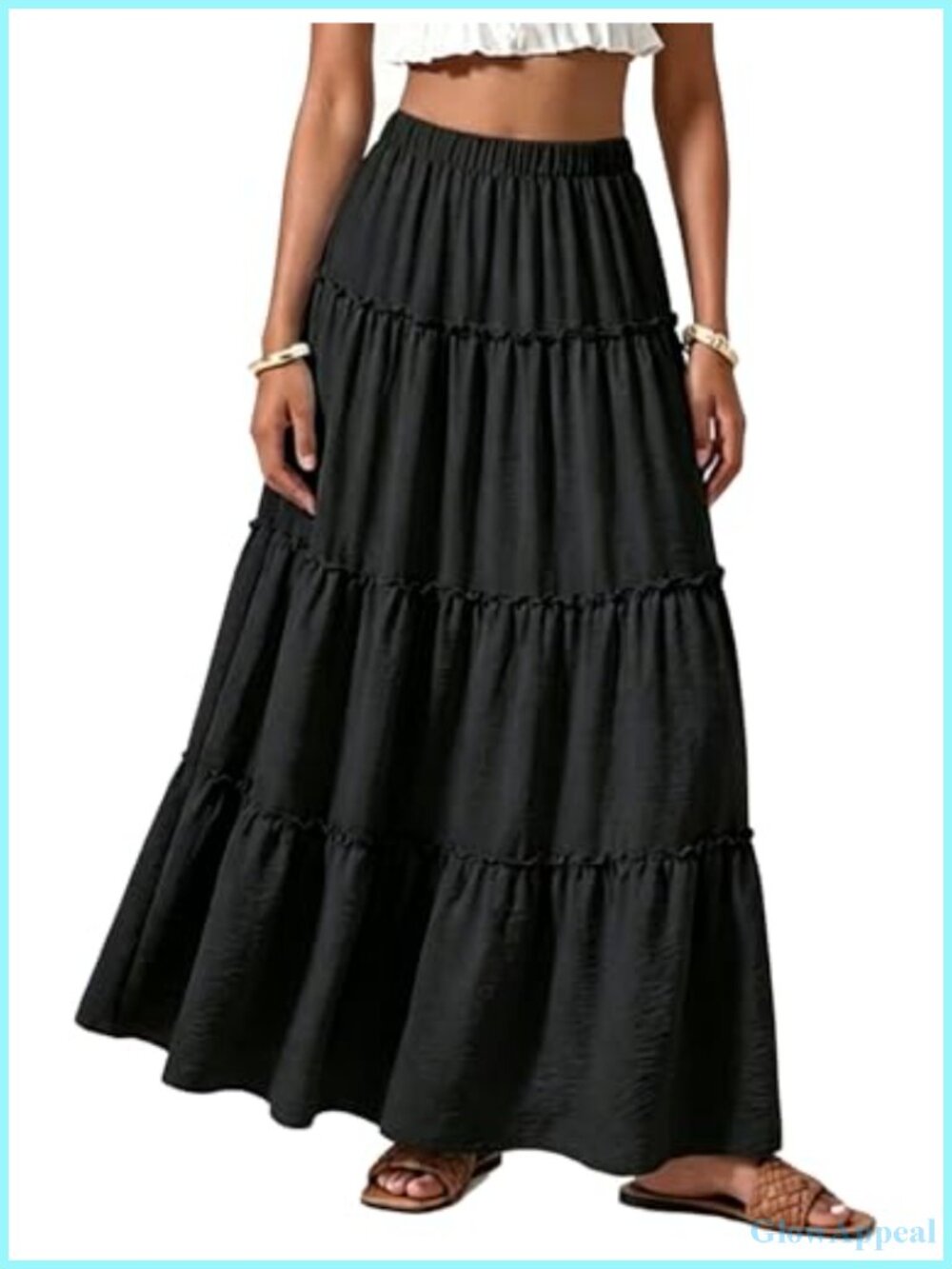 Women's Flowy Maxi Skirt Boho A-Line Ruffled Tiered Summer